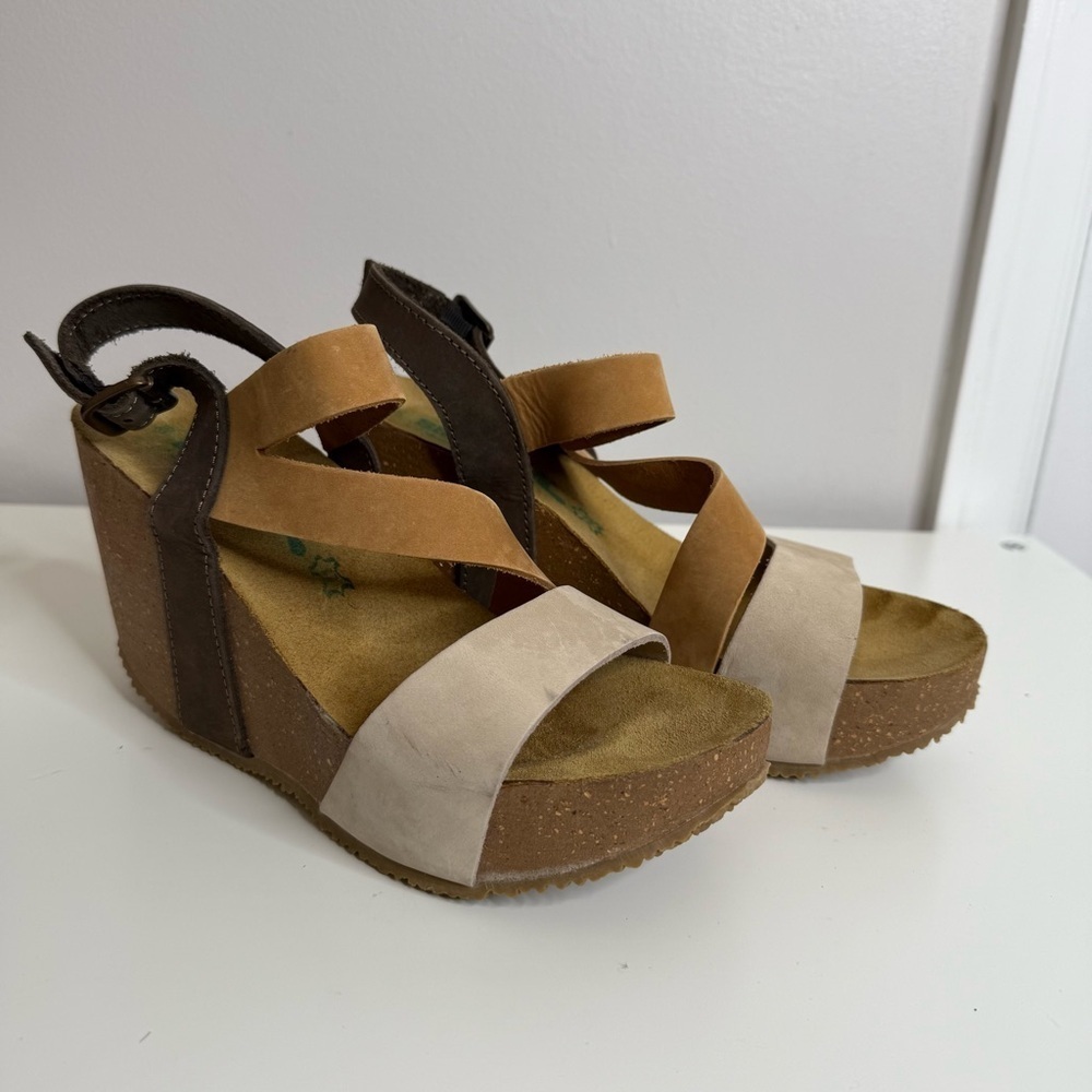 BioNatura Strappy Wedges Brown Tan US 7 - Picture 2 of 10